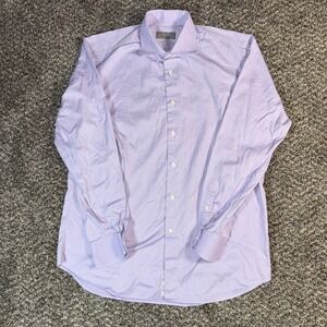 Canali 1934 Sz 16 41 Lavender Purple Micro Diamond Dress Shirt Made in Italy